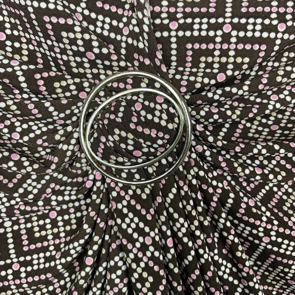 AB Studio Y2K Geometric Print Top Size L Brown 3/4 Sleeve Stretch Made in USA - Picture 6 of 6